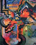 August Macke Colored composition (Hommage to Johann Sebastian Bachh) oil painting reproduction